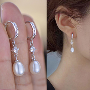 S925纯银天然淡水珍珠耳环真的珍珠耳扣时尚耳坠防过敏耳饰品2022