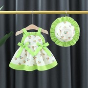 婴儿公主裙子夏装0一1岁2吊带3韩版4碎花5小童6个月7女宝宝连衣裙