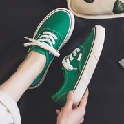 迈登薄款绿色帆布鞋女低帮百搭舒适透气软底板鞋，平底休闲布鞋子(布鞋子)潮