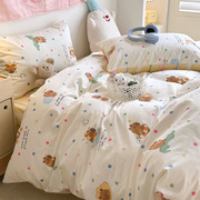 床品四件套纯棉床单被罩单人床三件套全棉卡通儿童床上用品4件套