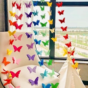 彩色立体蝴蝶纸拉花生日派对，幼儿园节日婚礼房间，装饰布置拉旗挂饰