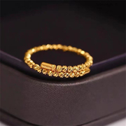 铜镀金蹦迪珠戒指女沙金小众设计多圈开口指环均码食指戒礼物