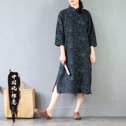 佛系女装春季中国风禅意复古年轻款中式长裙古风棉麻料超仙连衣裙