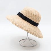 韩版拉菲草女士大檐草帽，沙滩旅游防晒拉菲，草帽夏季防晒遮阳帽