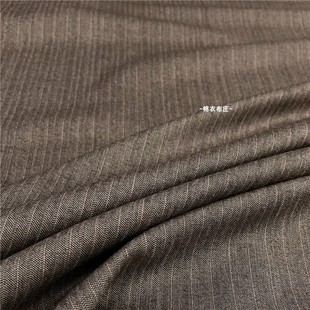 日本进口咖啡色英伦风色织条纹，精纺羊毛西装马甲，裤子手工装布料