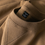 大地色系咖啡色340g重磅纯棉毛圈，布套头(布套头)卫衣，纯色复古春季百搭上衣