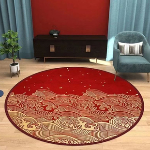 周岁抓周毯儿童房，地毯圆形可爱家用卧室，客厅地毯红新中式地垫