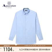 Aquascutum/雅格狮丹春字母刺绣纯棉男格纹领长袖衬衫Q4965EM05A