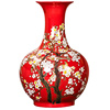 景德镇陶瓷花瓶摆件大号，中国红新中式富贵竹，插花客厅博古架装饰品