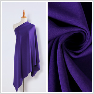 茄紫色深紫色 针织弹力哥弟罗马布料 裙子裤子西装面料 垂顺亲肤