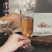 落笙玻璃茶杯猴魁杯专用绿茶高脚杯香槟杯泡茶杯，创意个性功夫茶具