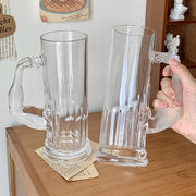 大力士啤酒杯大容量带把手杯玻璃杯气泡冷饮果汁杯高颜值喝水杯子