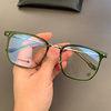 麦克心罗心眼镜框架纯钛超轻方形全框墨绿色，百搭男女可配近视