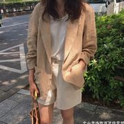 速发夏季棉麻西装外套女薄款2023韩版衣休闲宽松亚麻西服套装