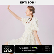 eptison连衣裙女2024夏季时尚气质圆领，甜美裙子短袖仙女短裙