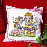 十字绣情侣抱枕精准印花可爱卡通动漫小女孩欧式人物图案靠垫枕套