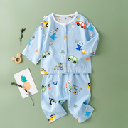1-4岁夏季男女宝宝绵绸套装薄款2婴幼儿人造棉睡衣，中小童棉绸开衫