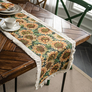 桌旗油画风欧式复古向日葵，高级感电视柜，餐边柜装饰布餐桌长条桌布