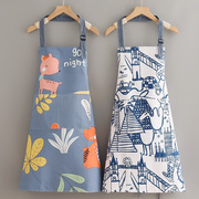 日式帆布长袖围裙可爱厨房家用做饭罩衣防油污透气时尚围腰工作服