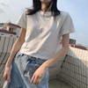 白色短款高腰露脐小心机短袖t恤女显瘦ins潮修身韩版夏季圆领上衣
