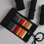 笔帘卷笔袋帆布简约美术画笔包收纳工具装铅笔的袋子便携式24色36
