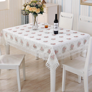 家用布艺餐桌布田园棉麻绣花台布茶几布中式轻奢高级感长方形盖巾