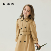 rbigx瑞比克童装，秋季女童帅气百搭设计感复古泡泡袖风衣
