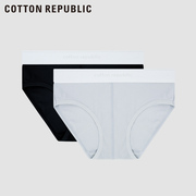 Cotton Republic/棉花共和国莫代尔宽腰边纯色斜纹女士三角内裤