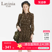 lavinia拉维妮娅春夏女士连衣裙，长袖收腰法式复古薄款q15l57