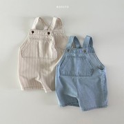 韩国进口婴幼童装时尚洋气牛仔背带裤夏季五分短裤休闲连身裤