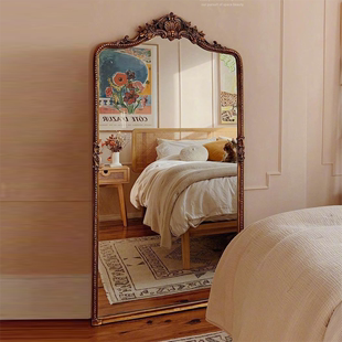 法式复古全身镜壁挂式家用雕花，大镜子欧式落地镜美式挂墙穿衣镜子