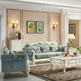 欧式沙发组合简欧皮面沙发小户型客厅新古典轻奢美式实木家具