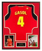 保罗加索尔签名球衣，大加索尔西班牙国家队球服装裱带证书
