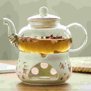 陶瓷花茶壶花茶具透明杯玻璃，花草水果花果茶壶耐热蜡烛加热套装
