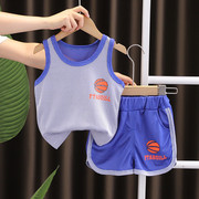 婴幼儿宝宝夏装套装0一3岁-4男女童夏季无袖背心套装薄款洋气韩版