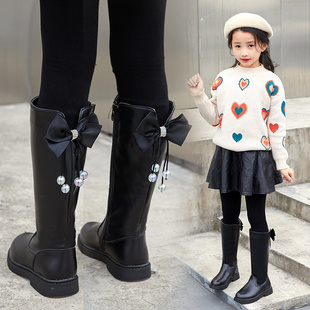 女童鞋靴子秋冬款加绒儿童，长靴2023年冬季中大童高筒靴马丁靴