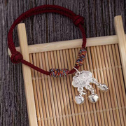 新中式平安锁铃铛手链手绳手工编织本命年女手搓棉线编织手链