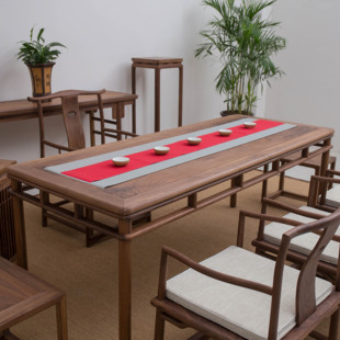 新中式老榆木茶桌椅组合功夫茶台简约实木桌子原木黑胡桃茶桌子