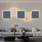 莫兰迪客厅装饰画LED灯挂画现代轻奢沙发背景墙画高级感卧室壁画