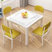 简约正方形钢化玻璃餐桌椅家用小户型，饭桌小吃店四方桌子