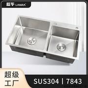 中山SUS304不锈钢拉丝水槽3mm加厚厨M房洗碗池水槽洗菜盆双槽
