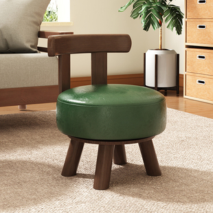 家用小凳子可旋转靠背小椅子，矮凳实木客厅沙发，茶几简约软包换鞋凳