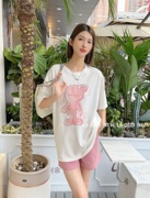 欧货品牌韩版潮宽松大件短袖T恤女夏季小熊印花圆领上衣
