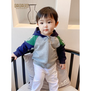 男宝宝秋装开衫外套，1-2-3岁婴n儿夹克春秋，小男童运动上衣儿童