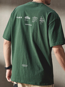 墨绿色半袖体恤衫男280g重磅全棉短袖T恤男士宽松大码夏季五分袖