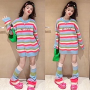女童秋季长款毛衣2023韩版中大童女孩时尚穿搭儿童装针织衫潮