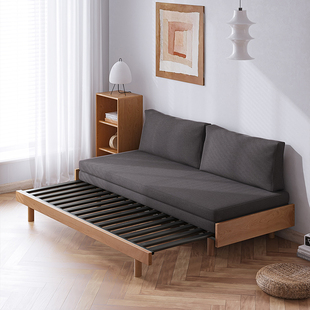 实木抽拉沙发床小户型，推拉多功能两用沙发床，单人榻榻米折叠伸缩床