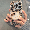 日韩ins可爱豹纹kitty猫支架适用苹果14手机壳iPhone13ProMax12防摔13pro硅胶11女款14pro个性创意保护套