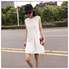 白色圆领时尚仙女连衣裙小清新夏季套头无袖，超仙设计感中长裙