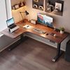 转角智能升降桌实木办公桌学习桌L型工作台拐角升降电脑桌写字台